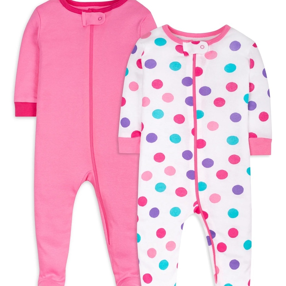Little Star Organic Toddler Girl 2Pk Footed Stretchie Pajamas, Size 4T